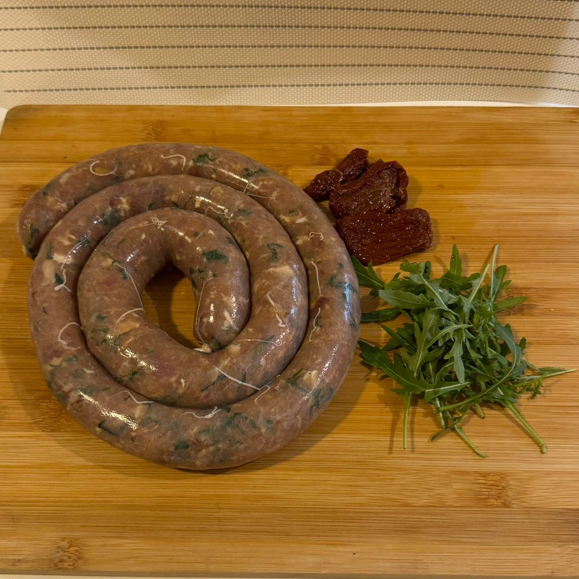Homemade Sausage Sun-dried tomatoes with Arugula - LaBrasa Recipe